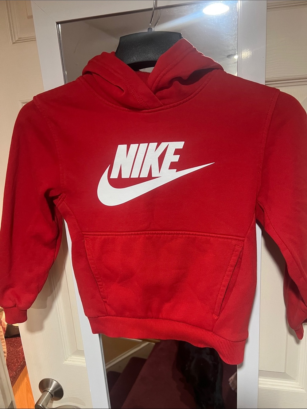 Nike Youth Red Pullover Hoodie with White Swoosh
